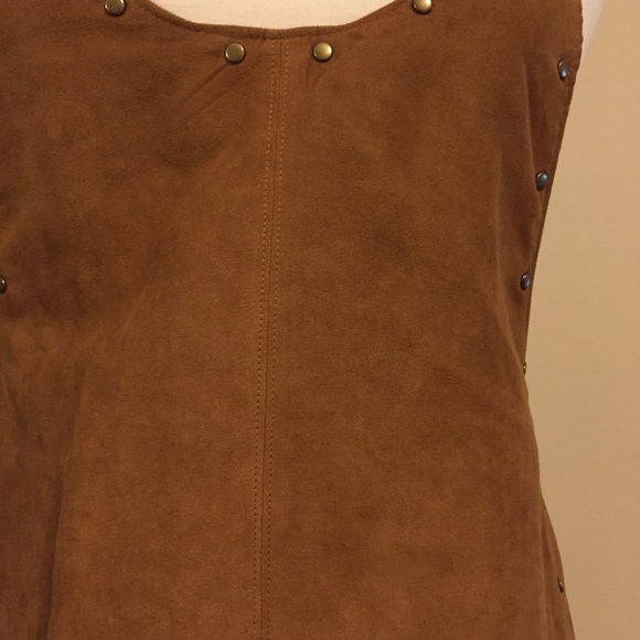 RE:named Overall vegan suede studded  tan dress - Picture 5 of 7